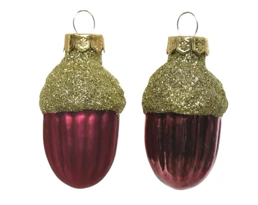 Decoris Glass Acorn Matt & Shiny Mix 4cm 12 Pack