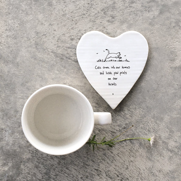East of India Heart Coaster - Cats Come Into Our Home