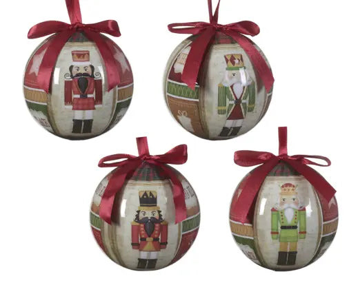 Decoris Nutcracker & Bow Bauble 8cm Single Assorted