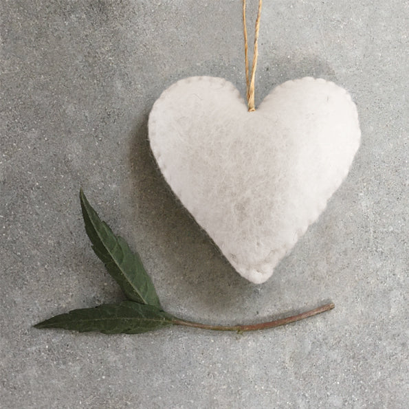 East Of India Felt Hanging Heart White