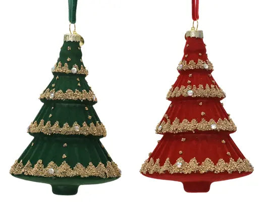 Decoris Velvet Tree Glass With Gold Accents 13cm Single Assorted