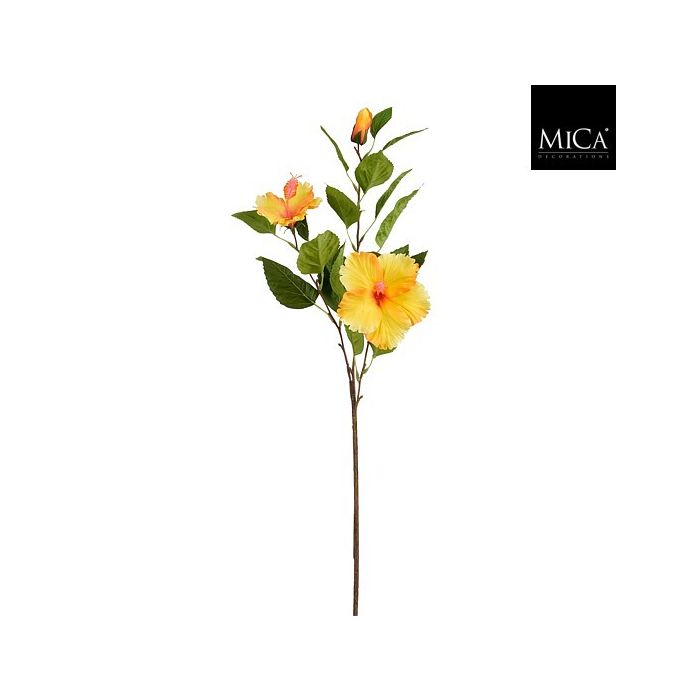 Mica Artificial Hibiscus Stem Yellow 74cm