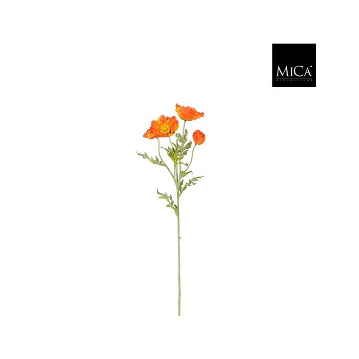 Mica Artificial Poppy Stem Orange 62cm