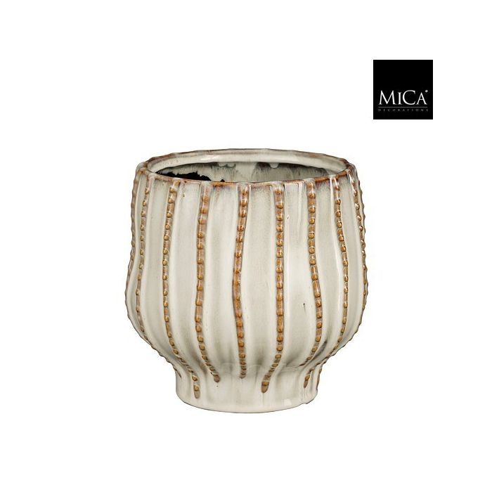 Mica Cathy Ceramic Textured Pot Off White 18cm