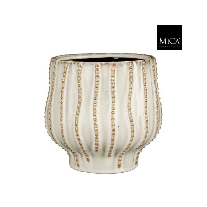 Mica Cathy Ceramic Textured Pot Off White 20cm