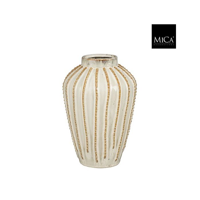 Mica Cathy Ceramic Textured Vase Off White 29cm