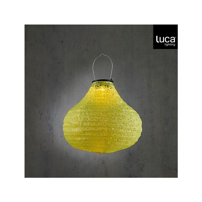 Luca Outdoor Solar LED Lantern Yellow Warm White 32cm