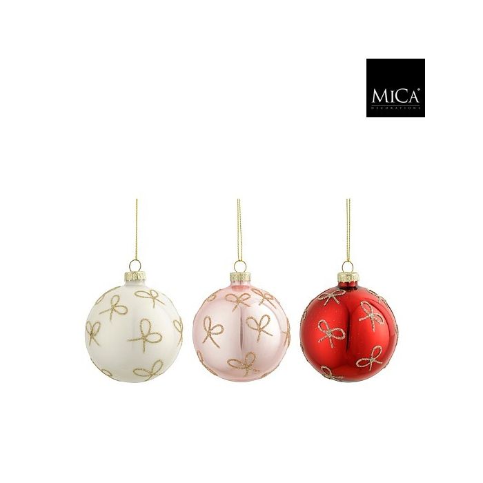 Mica Bauble Glass Bow 8cm