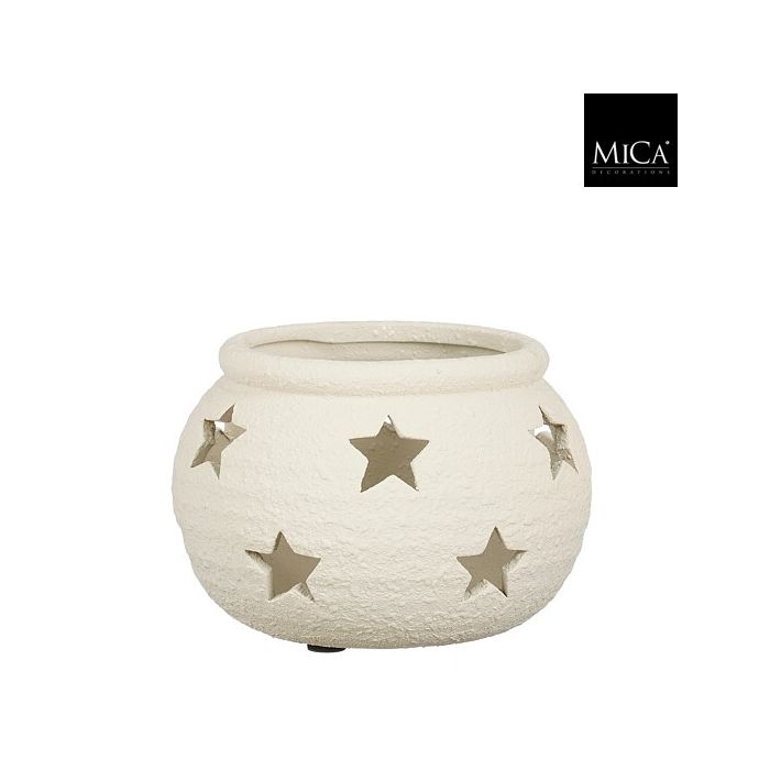 Mica Hurricane Candle Holder Light Star Grey 11.5 x 16.5cm
