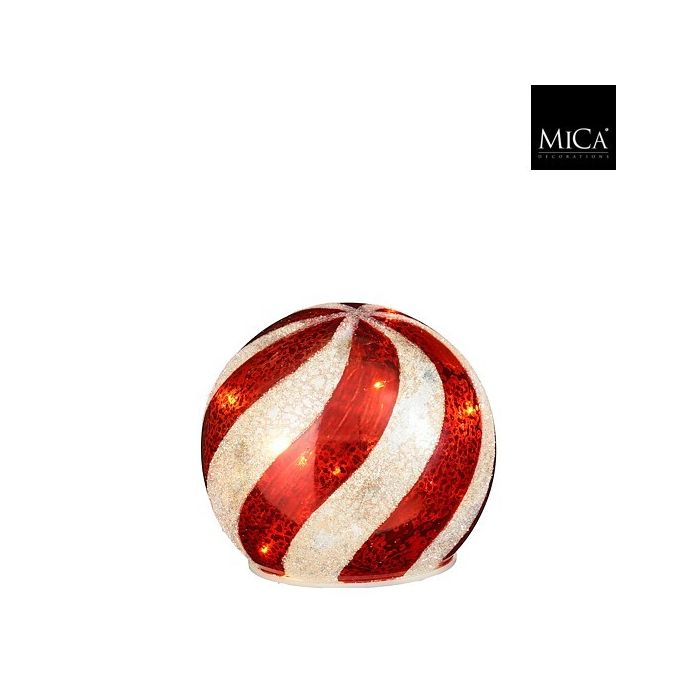 Mica Decoration Ball Red Led Battery Operated 11 x 11cm
