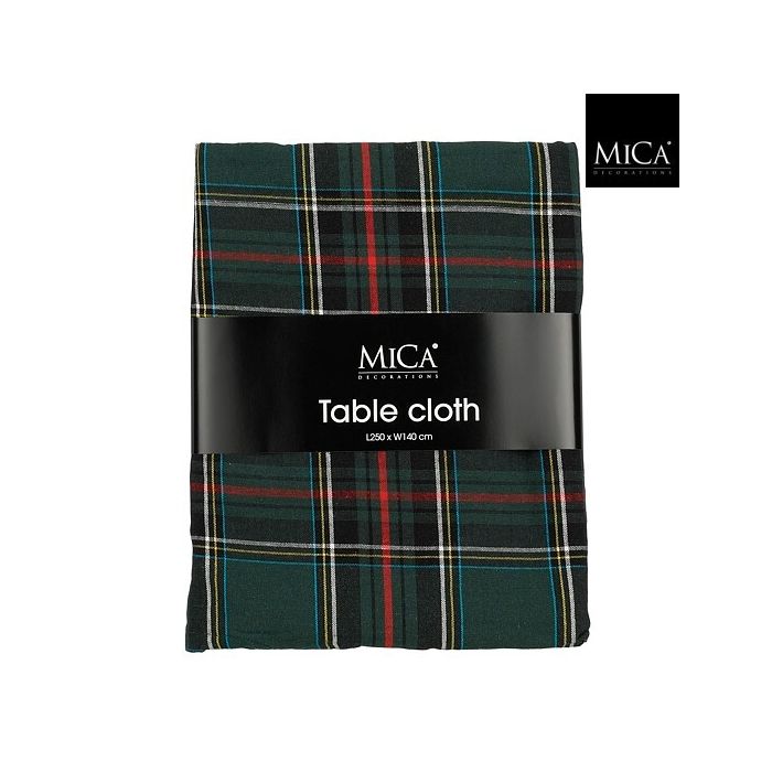 Mica Table Cloth Check Green 250cm x 140cm