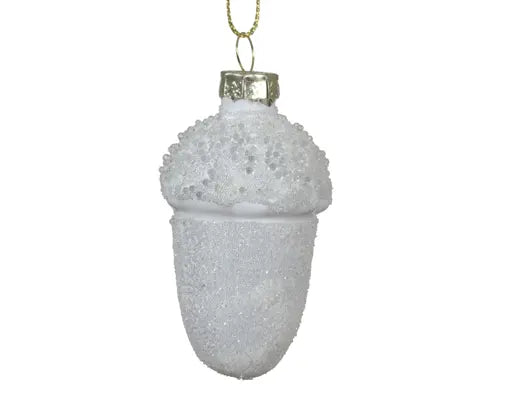 Acorn Glass with Beads Winter White 6pk