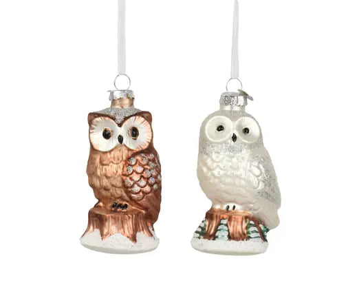 Decoris Hanging Owl Glass With Stand 10.1cm Single Assorted