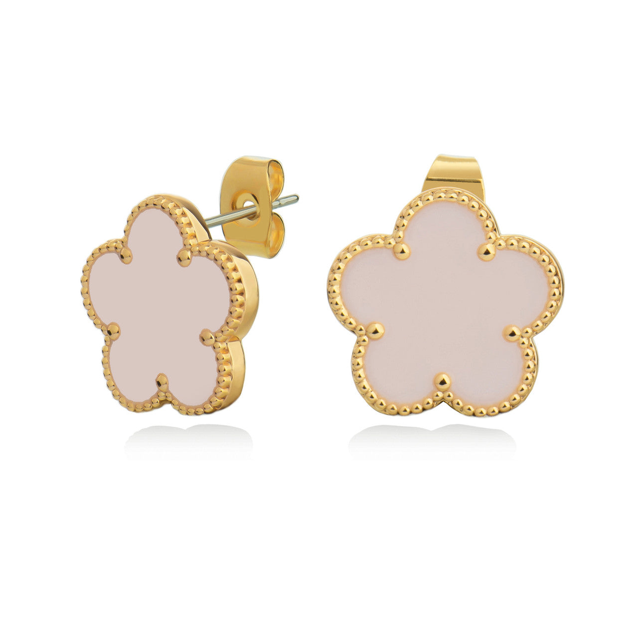 Tipperary Le Fleur Collection Pink Earrings Yellow Gold