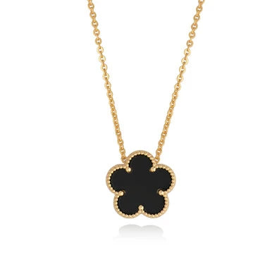 Tipperary Crystal Fleur Collection Black Pendant Yellow Gold