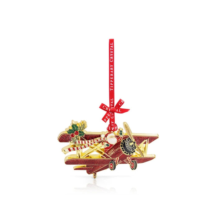 Tipperary Sparkle Santa In Bi-Plane Decoration