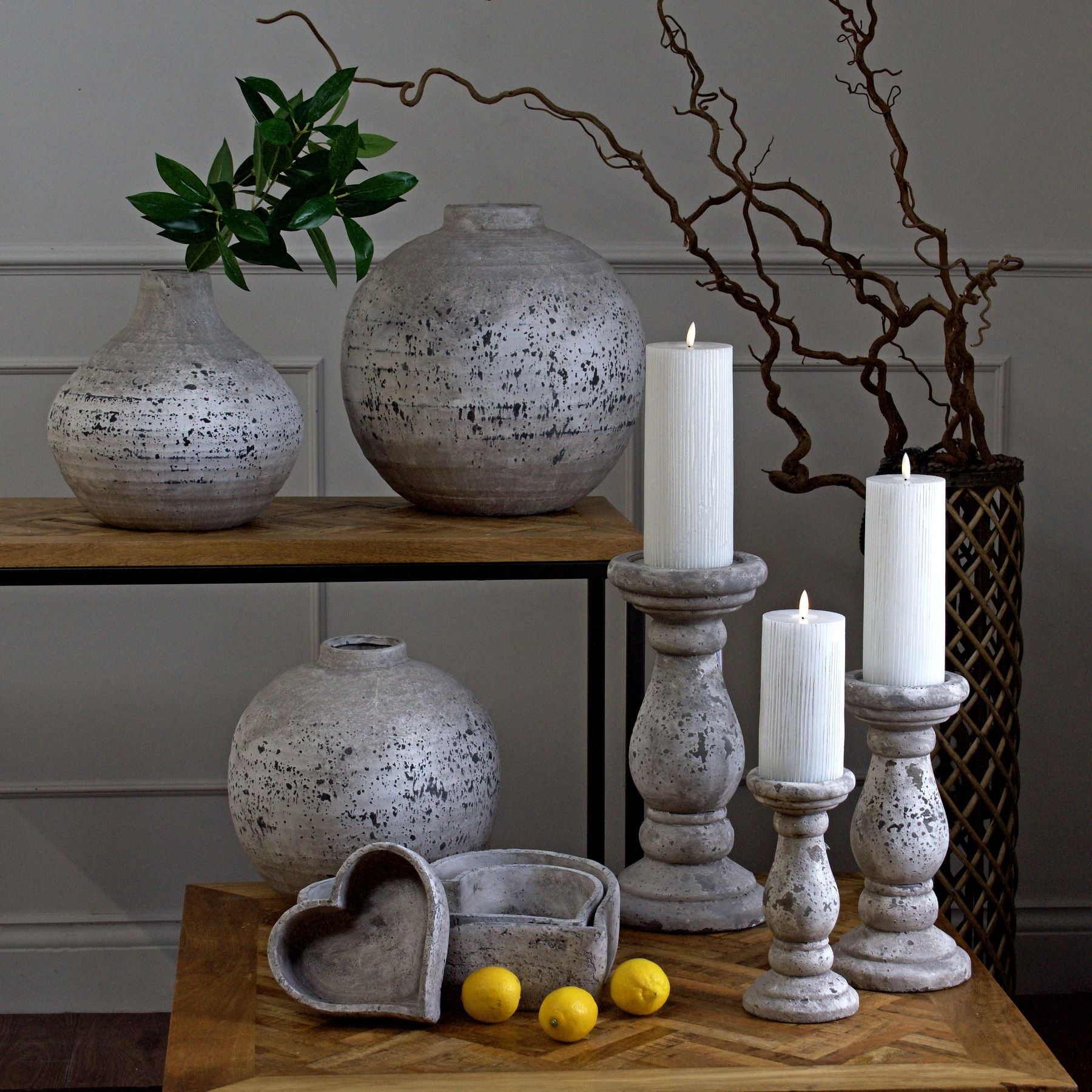 Hill Interiors Stone Ceramic Candle Holder
