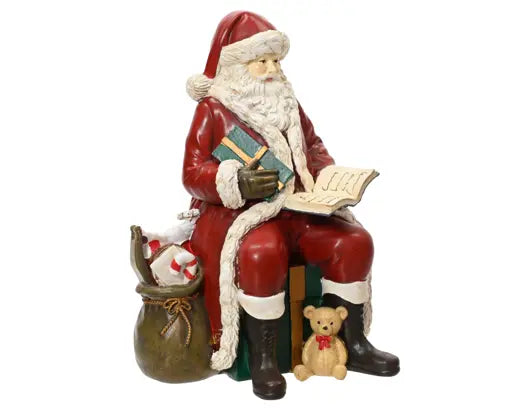 Decoris Sitting Santa with Giftbag 18cm
