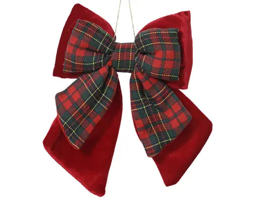 Decoris Bow Velvet Christmas Red 4.5cm x 18cm x 23cm