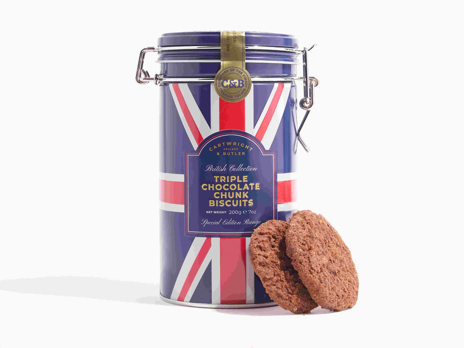 Cartwright & Butler Great British Collection - Triple Chocolate Chunk Biscuits in Tin 200g