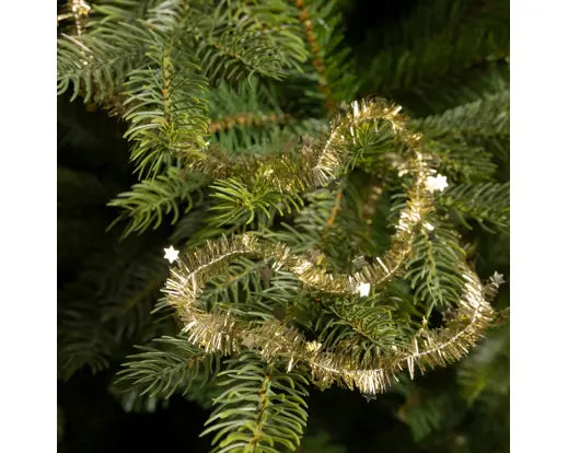 Decoris Tinsel Garland Shiny Stars Light Gold 3cm x 700cm