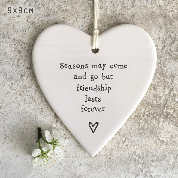 East of India Porcelain Round Heart - Seasons Come And Go