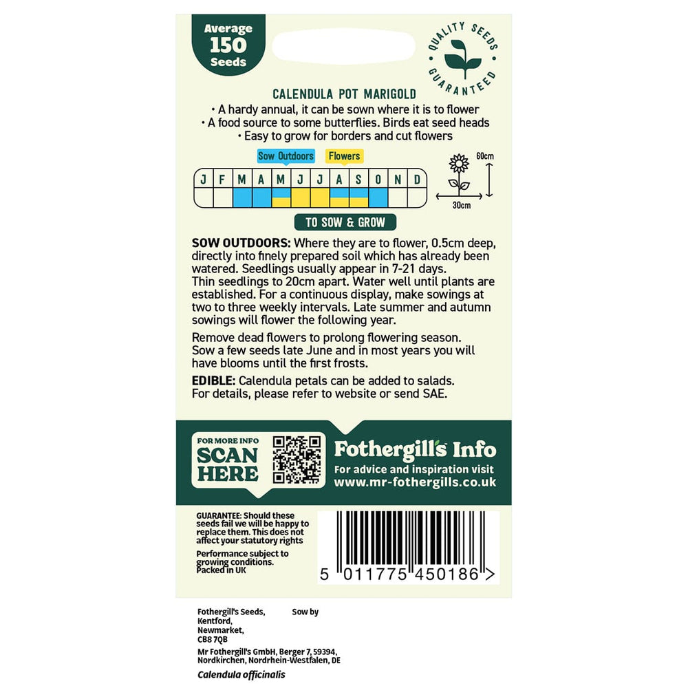 Mr Fothergills Oh Sow Simple Calendula Seeds