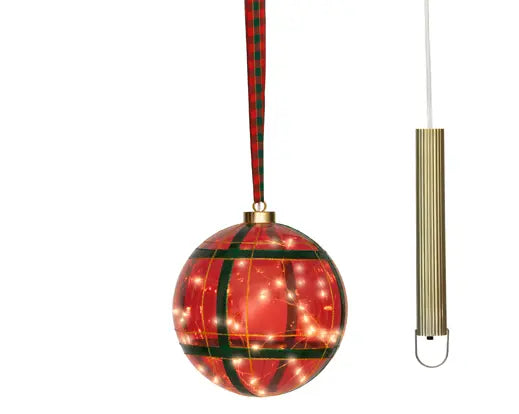 Lumineo Light Up Micro LED Ball Christmas Red & Warm White 19cm