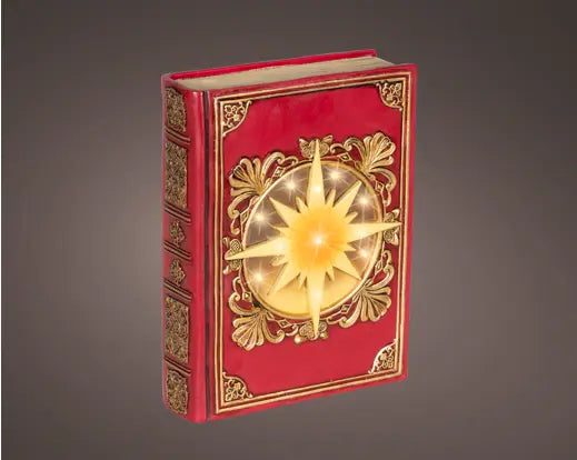 Lumineo Light Up LED Book Red & Warm White 6.5cm x 16.5cm x 22cm