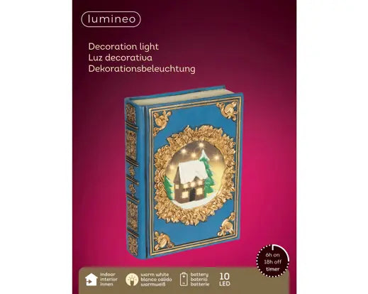 Lumineo Light Up LED Book Blue & Warm White 6.5cm x 16.5cm x 22cm