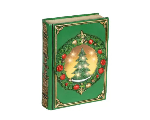 Lumineo Light Up LED Book Green & Warm White 6.5cm x 16.5cm x 22cm