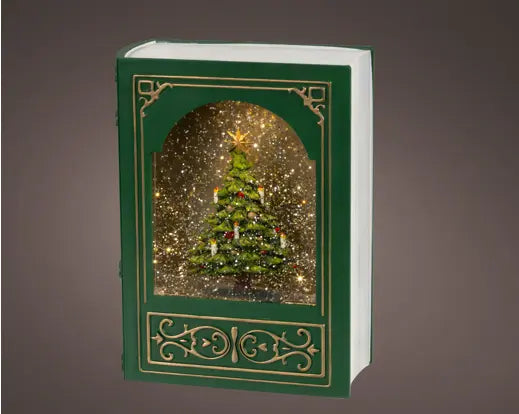 Lumineo Book Snow Globe Green Light up LED 23.5cm