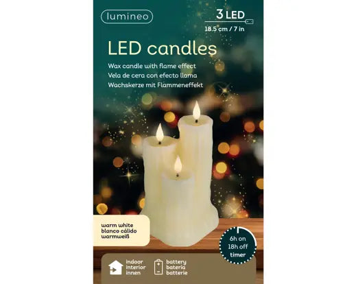 Lumineo LED Drip Candle Trio 18.5cm