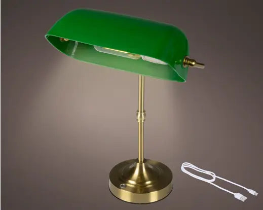 Lumineo Iron Banker LED Lamp Green & Warm White 37cm