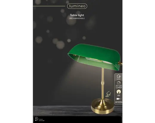 Lumineo Iron Banker LED Lamp Green & Warm White 37cm