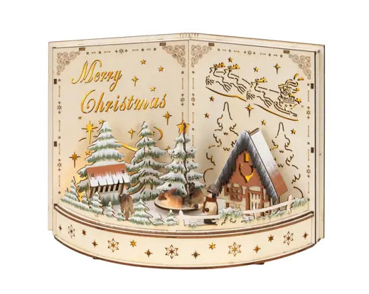 Lumineo Wooden Christmas Scene Light Up LED 30cm