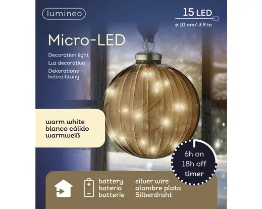 Micro LED Ball Battery Operated Brown & Warm White
