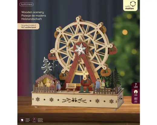 Lumineo Ferris Wheel Wooden Model Light Up LED 28cm