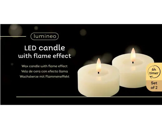 Lumineo LED Tealights Flame Effect Set of 2