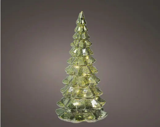 Lumineo Lit Glass Tree Green & Warm White 21cm