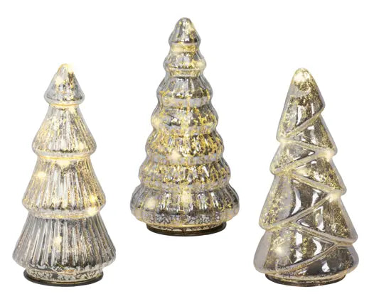 Lumineo Glass Tree Indoor Silver & Warm White Micro LED Battery Operated H17.5Cm