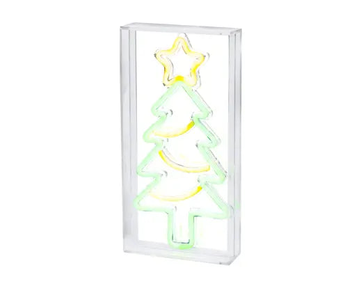 Lumineo Neon Christmas Tree Sign Green & Gold 30cm