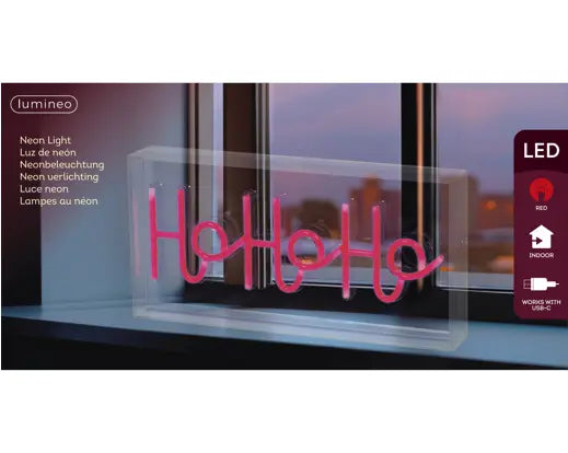 Lumineo Neon 'Ho Ho Ho' Sign Red Indoor 30cm