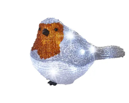 Lumineo Acrylic Light Up LED Robin Cool White Indoor/Outdoor 21cm