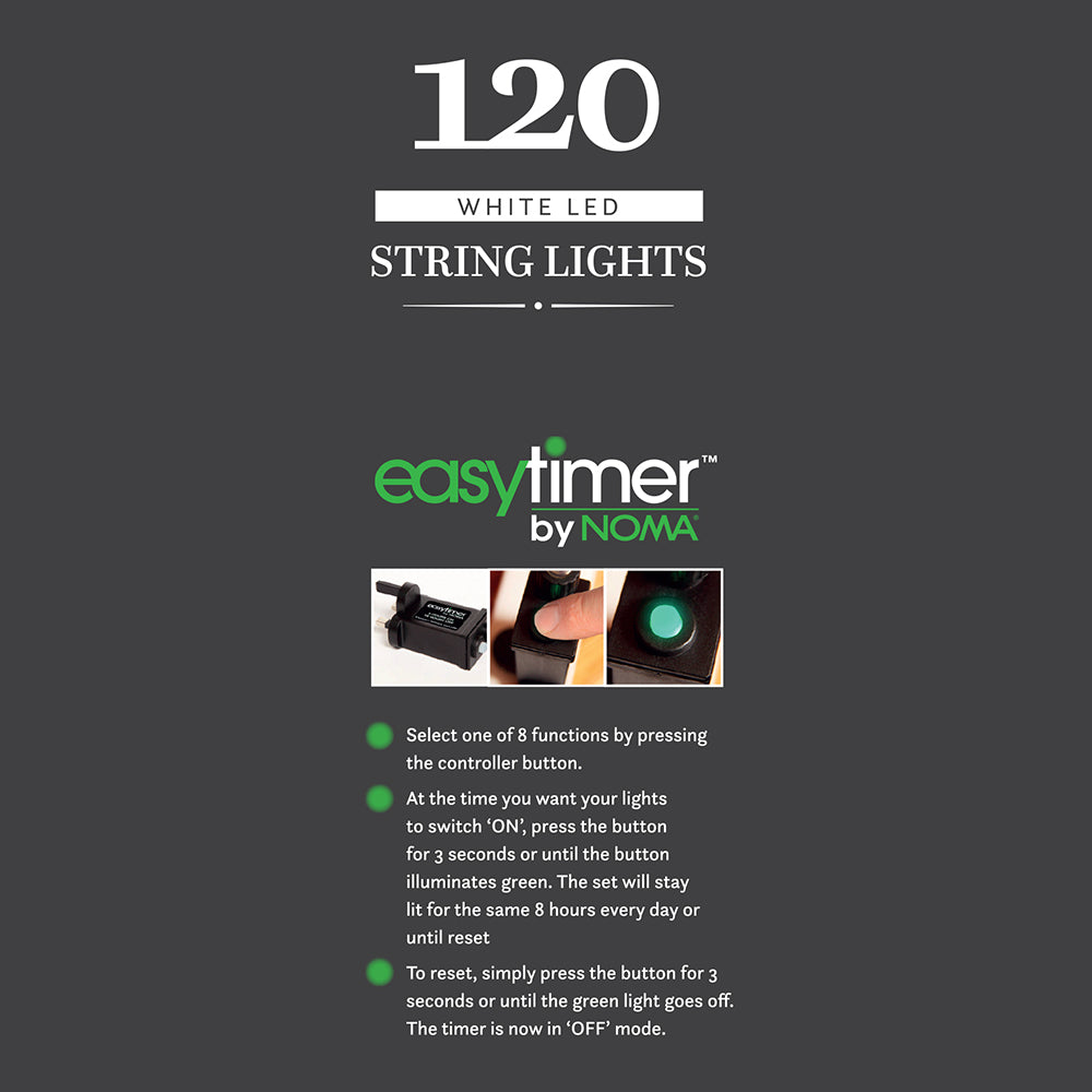 Noma Multifunction String Lights White With Green Cable