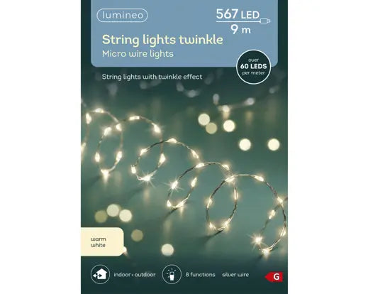 Lumineo Micro Wire Extra Dense Warm White String Lights Indoor/Outdoor 567 LED 900cm