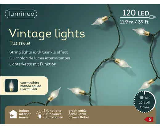 Lumineo Vintage Lights Warm White Indoor 120 LED 1190cm