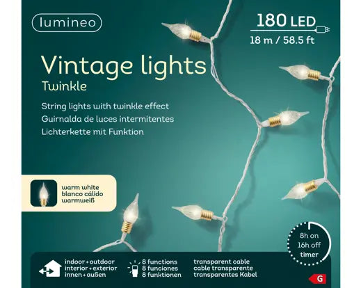 Lumineo Vintage Lights Warm White Indoor/Outdoor 180 LED 1800cm