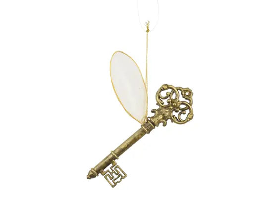 Decoris Antique Gold Key with Wings Hanging Decoration 14.35cm