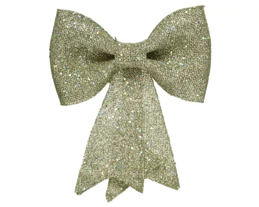 Decoris Bow Plastic Glitters Light Gold 30cm